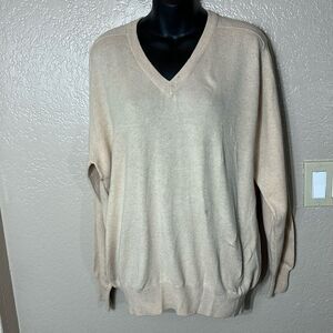 Erdos men’s pure cashmere sweater beige v neck capsule pullover quiet luxury 44